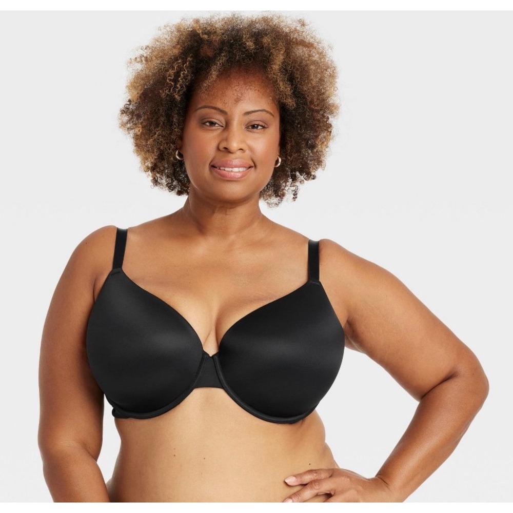 Auden Smooth Lightly Lined Comfort Wire Demi Bra 42DD Black Adjustable Strap New